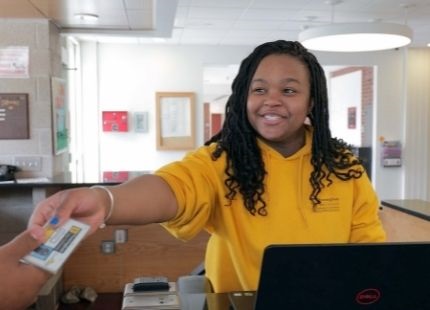 Student desk attendant in the residence hall