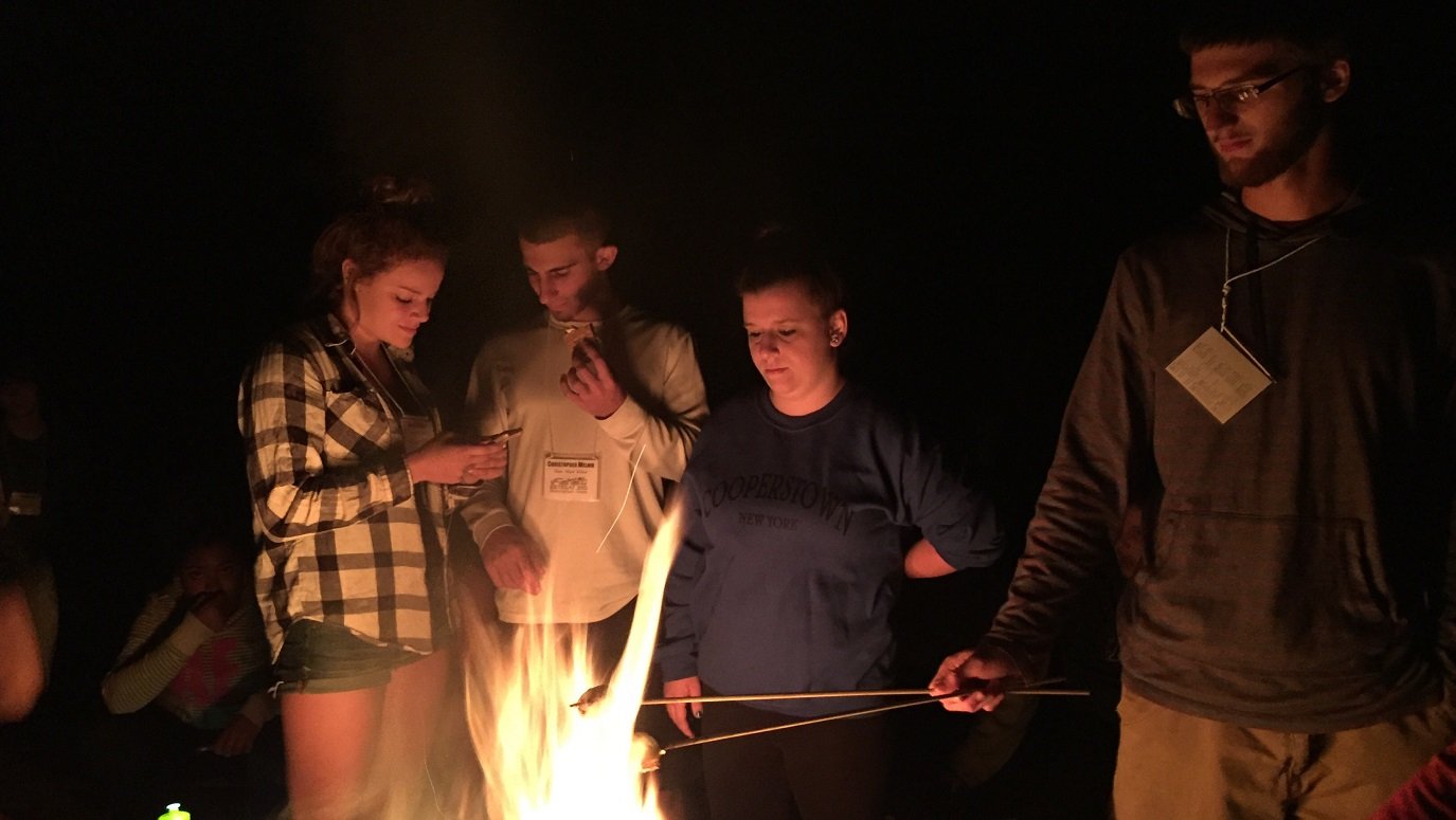 First year FSU students enjoy a bonfire during the Wet Feet Retreat on Cape Cod